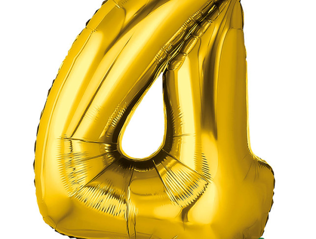 Balon cifra din folie "4" auriu foto